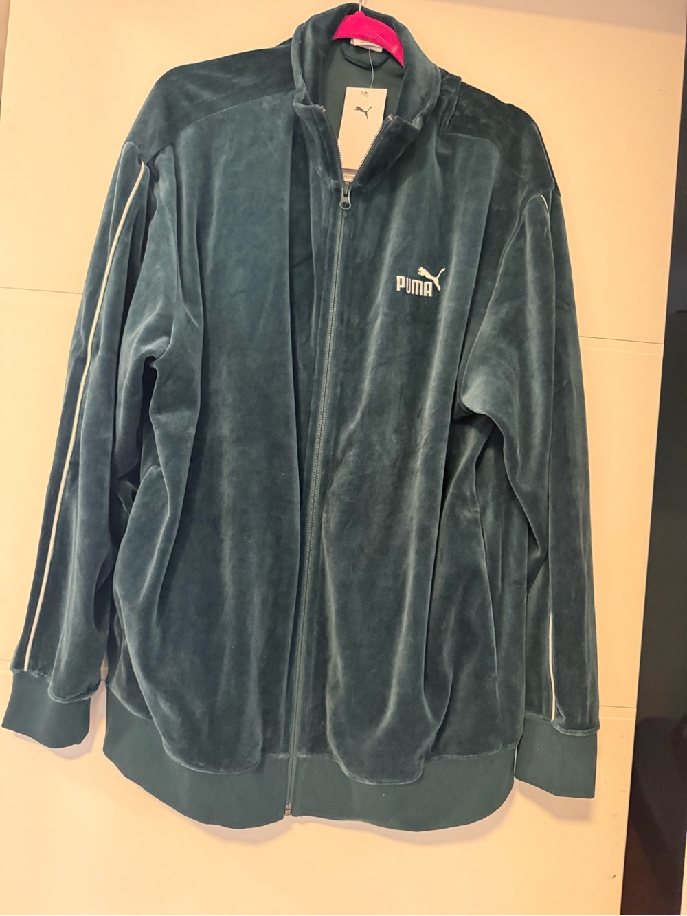 Puma Velour Zip-Up Jacket in Dark Teal
